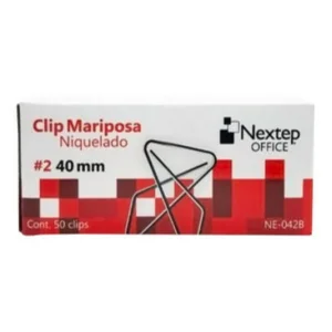 Clip Mariposa Nextep Niquelado #2 40mm 50 Clips (2)