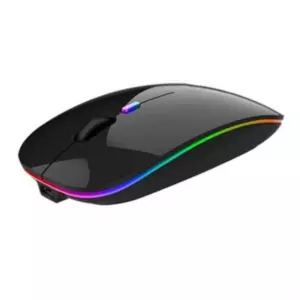 Mouse Nextep Inalámbrico Recargable Delgado Silencioso RGB 1600 dpi Color Negro