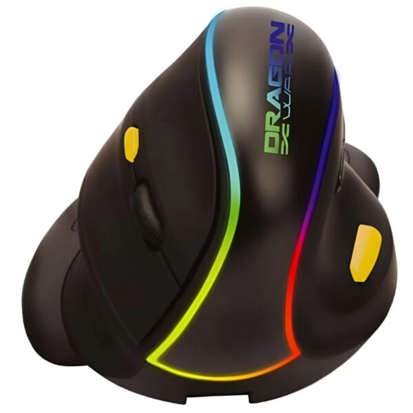 Mouse Nextep Inalámbrico Vertical Recargable Ergonómico 7 Botones 2400 dpi RGB Color Negro_1